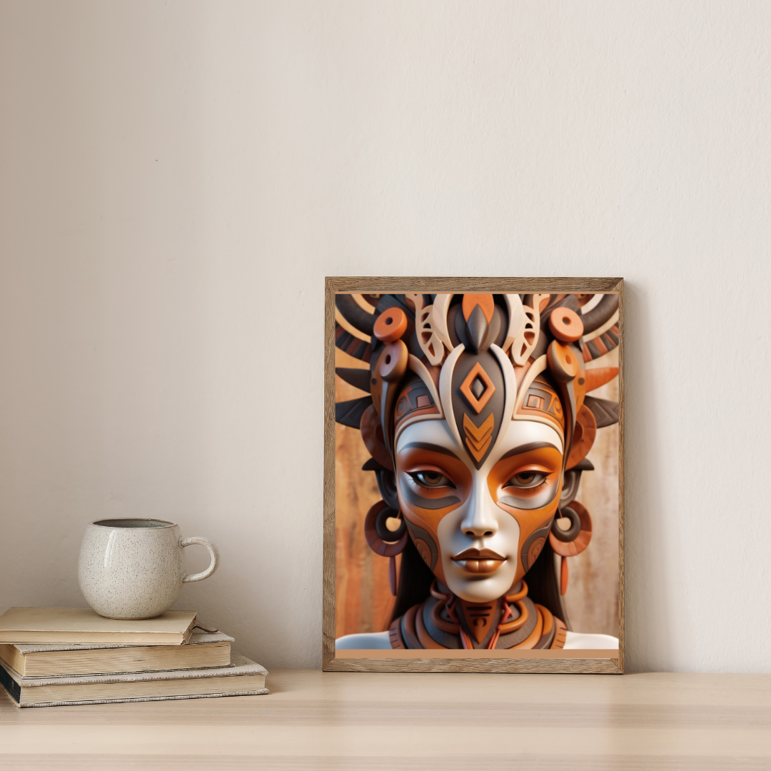 A 3D face featuring tribal mask designs that evoke a sense of wild mystique and cultural energy.