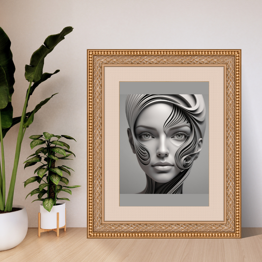 A 3D abstract female face created with a continuous spiral line for a mesmerizing effect.