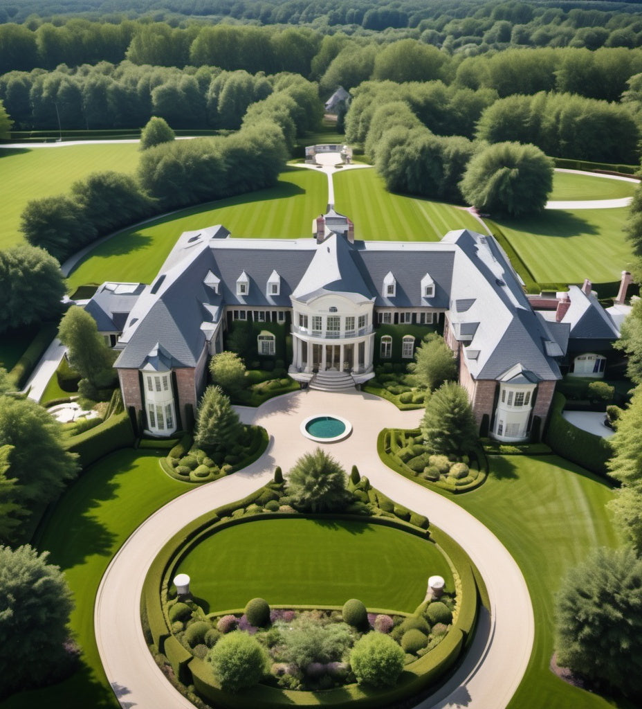 Aerial view of a sprawling luxury property for high-end real estate marketing.