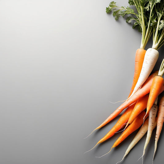 A vibrant and natural design featuring whole and sliced carrots on a brown-to-beige gradient background. Perfect for vegetable-based recipes, healthy snacks, and fresh produce promotions.