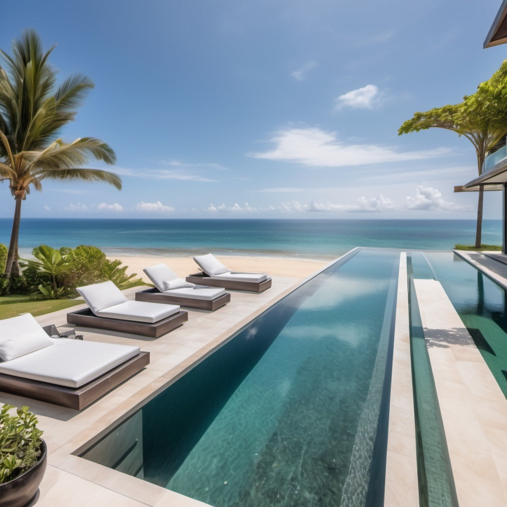 A luxurious beachfront property with an infinity pool, modern design, and ocean views, symbolizing high-end living.