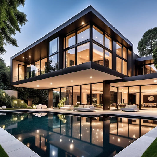 A luxurious modern mansion with stunning architecture, perfect for high-end real estate marketing.