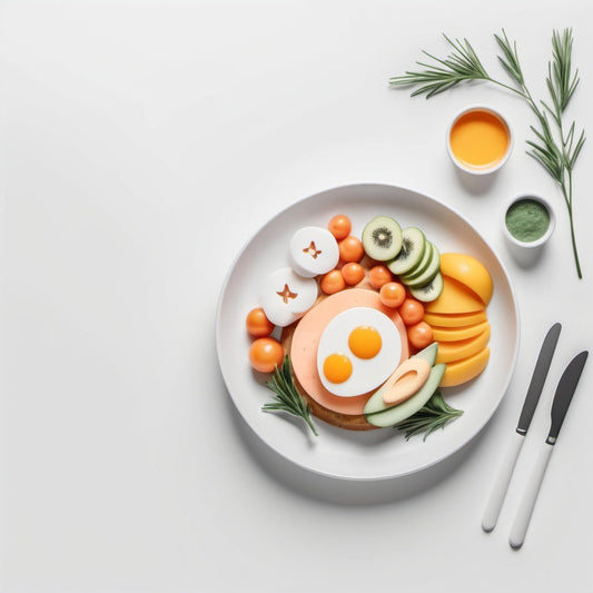 AI generated background featuring a modern minimalistic design with a clean white table and soft color palette ideal for food brands seeking a sleek and contemporary look for digital promotion