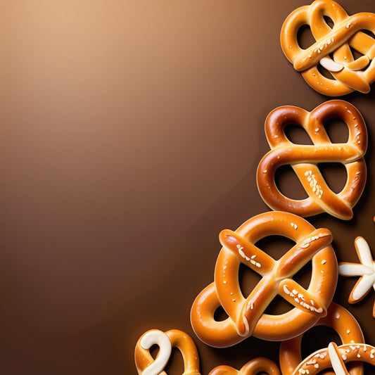 A warm and inviting design featuring pretzels on a golden-to-brown gradient background. Perfect for snack and baked goods promotions, especially for brands in the bakery industry.