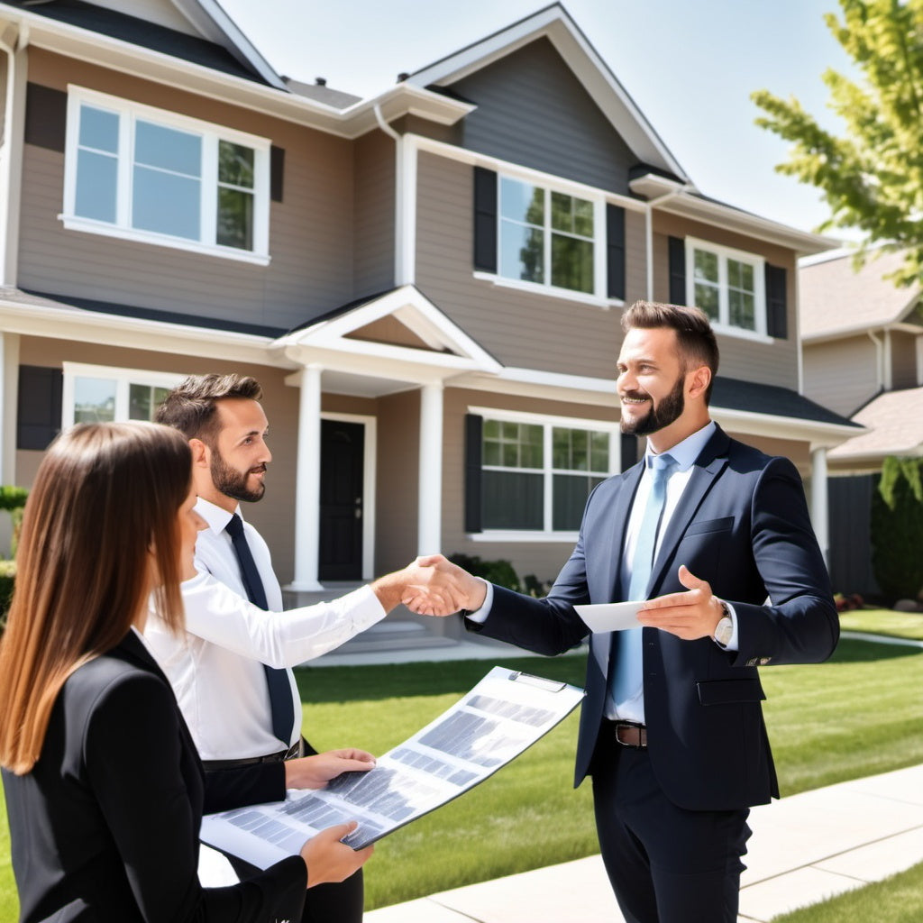 Real estate agent professionally showing homes to clients.