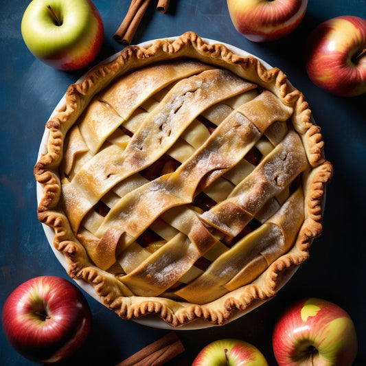 Apple pie with flaky crust and cinnamon-spiced filling