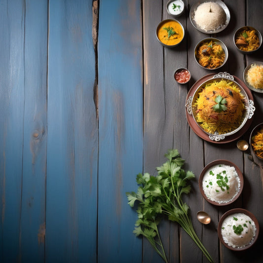 Aromatic Biryani with Raita and Coriander Garnish