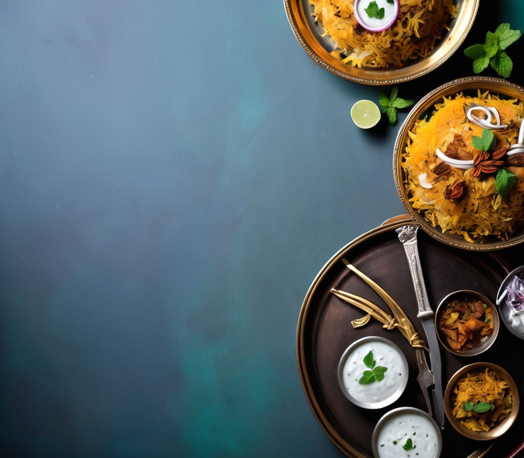 Aromatic Biryani with Raita and Mint Garnish