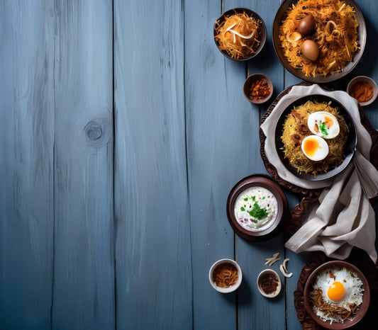 Aromatic Biryani with Raita and Boiled Egg