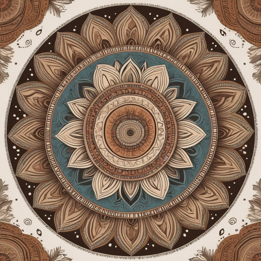 Intricate mandala in earthy tones, perfect for a bohemian, zen-inspired aesthetic with a calm vibe