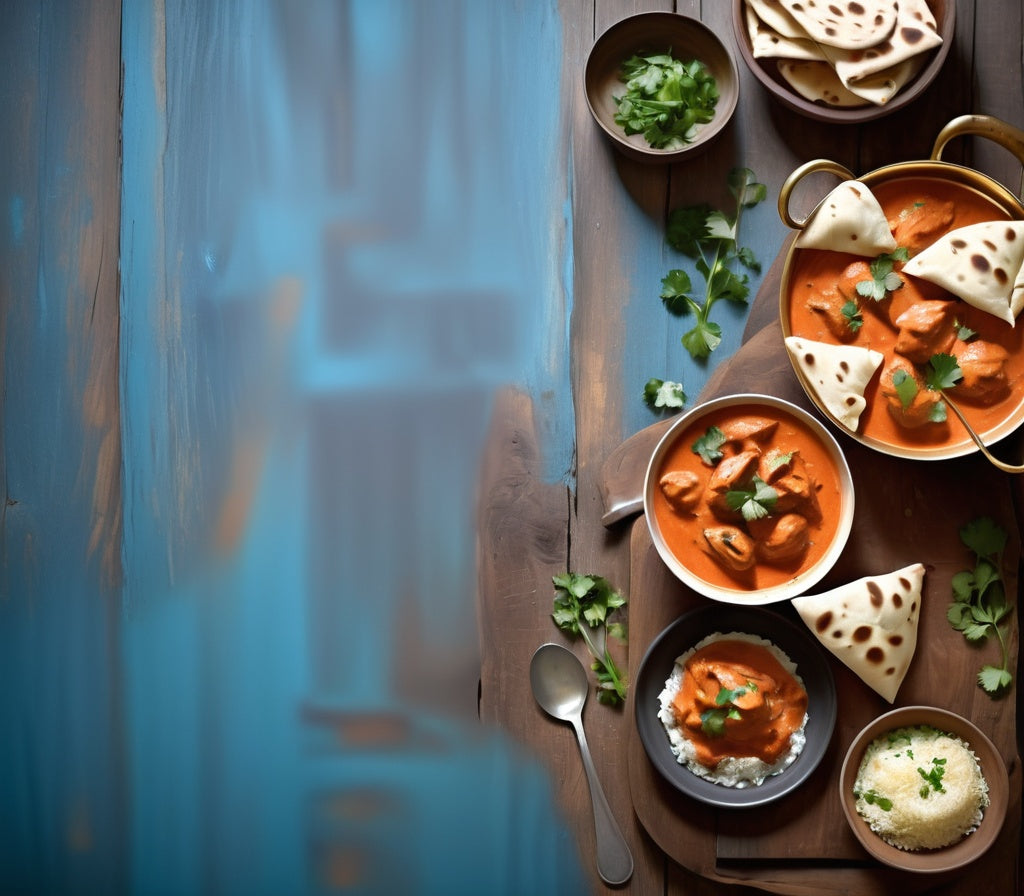 Butter Chicken with Naan and Fresh Cilantro