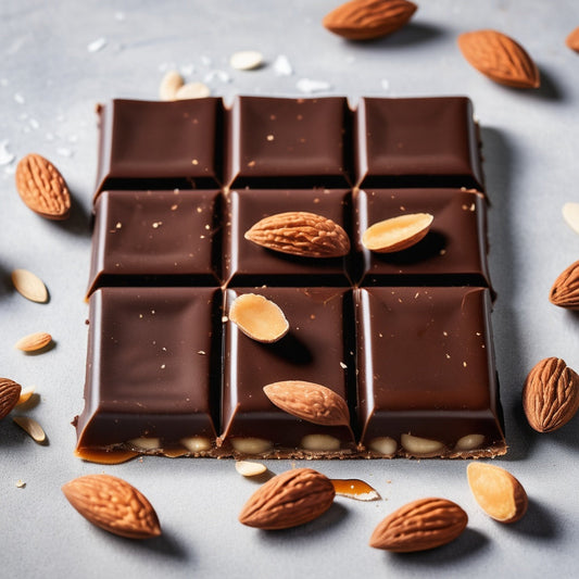 Chocolate bar with almonds and caramel