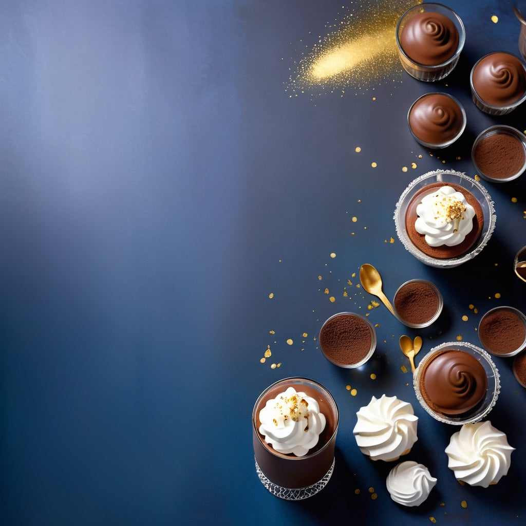 Decadent Chocolate Mousse with Whipped Cream on Golden Background