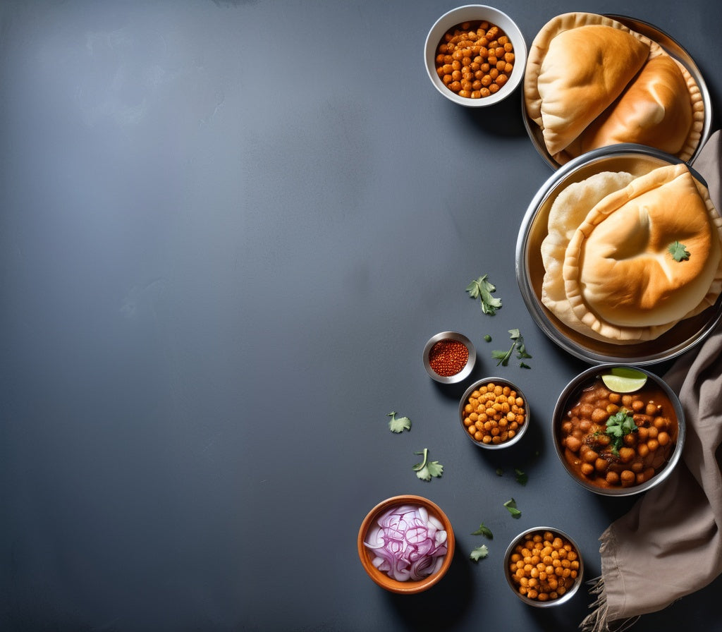 Chole Bhature with Golden Bhaturas and Spicy Chickpeas