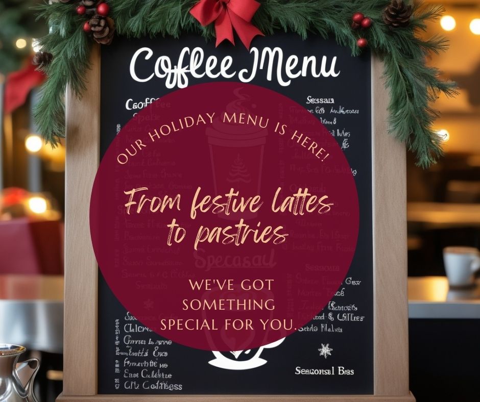 Festive coffee menu board showcasing seasonal specials.