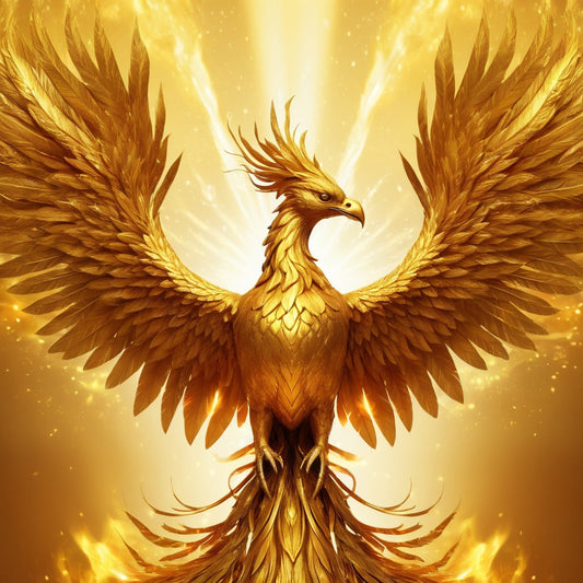 A majestic phoenix emerging from golden flames