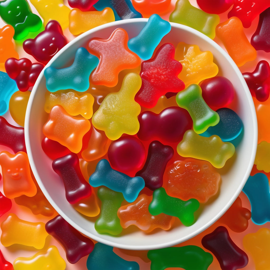 Assorted gummy candies in various shapes and flavors