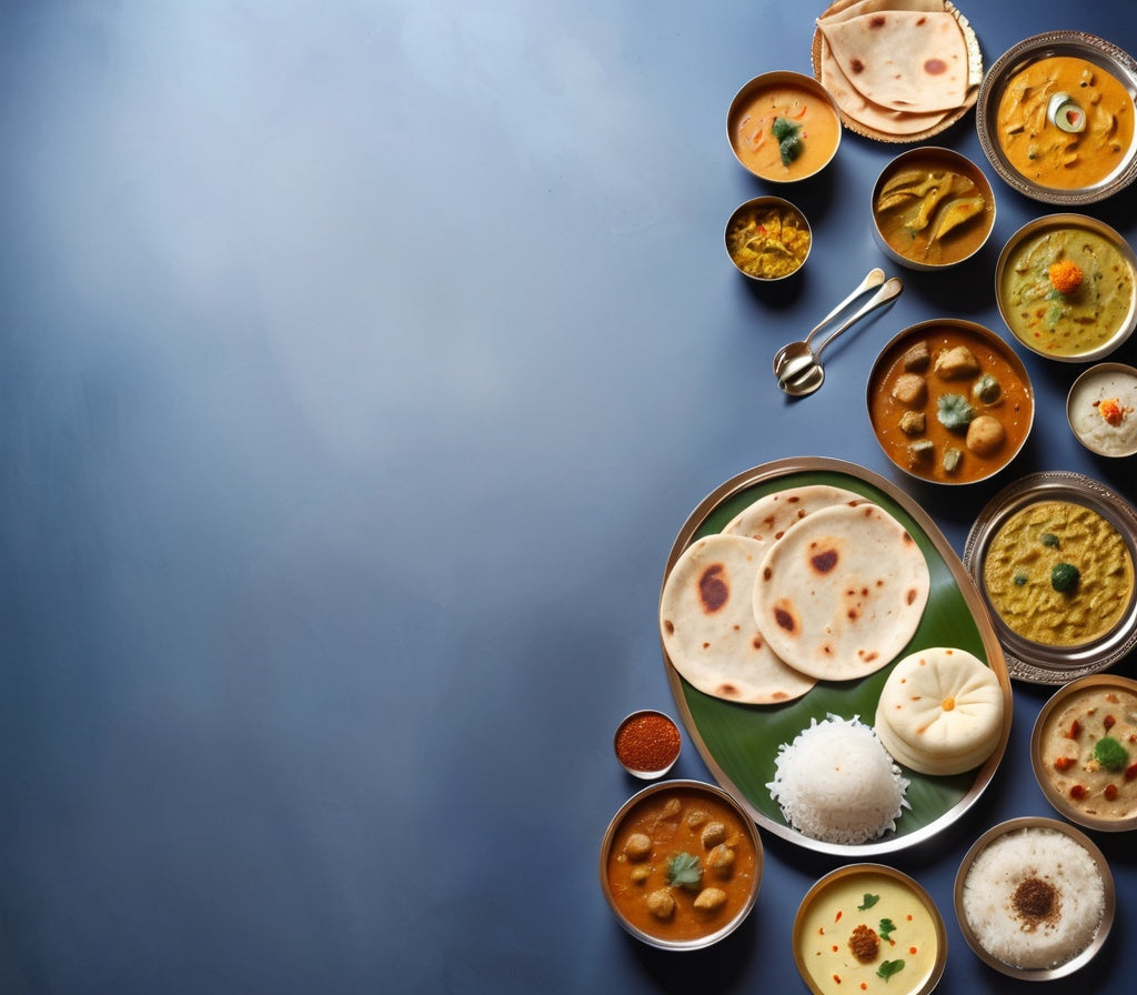 Royal Indian Thali with Chapati, Dal, Rice, and Curry