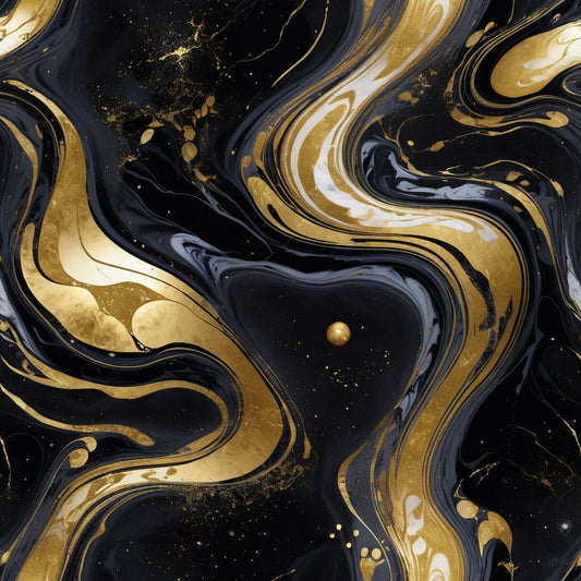 A cosmic galaxy made entirely of swirling marble and liquid gold rivers