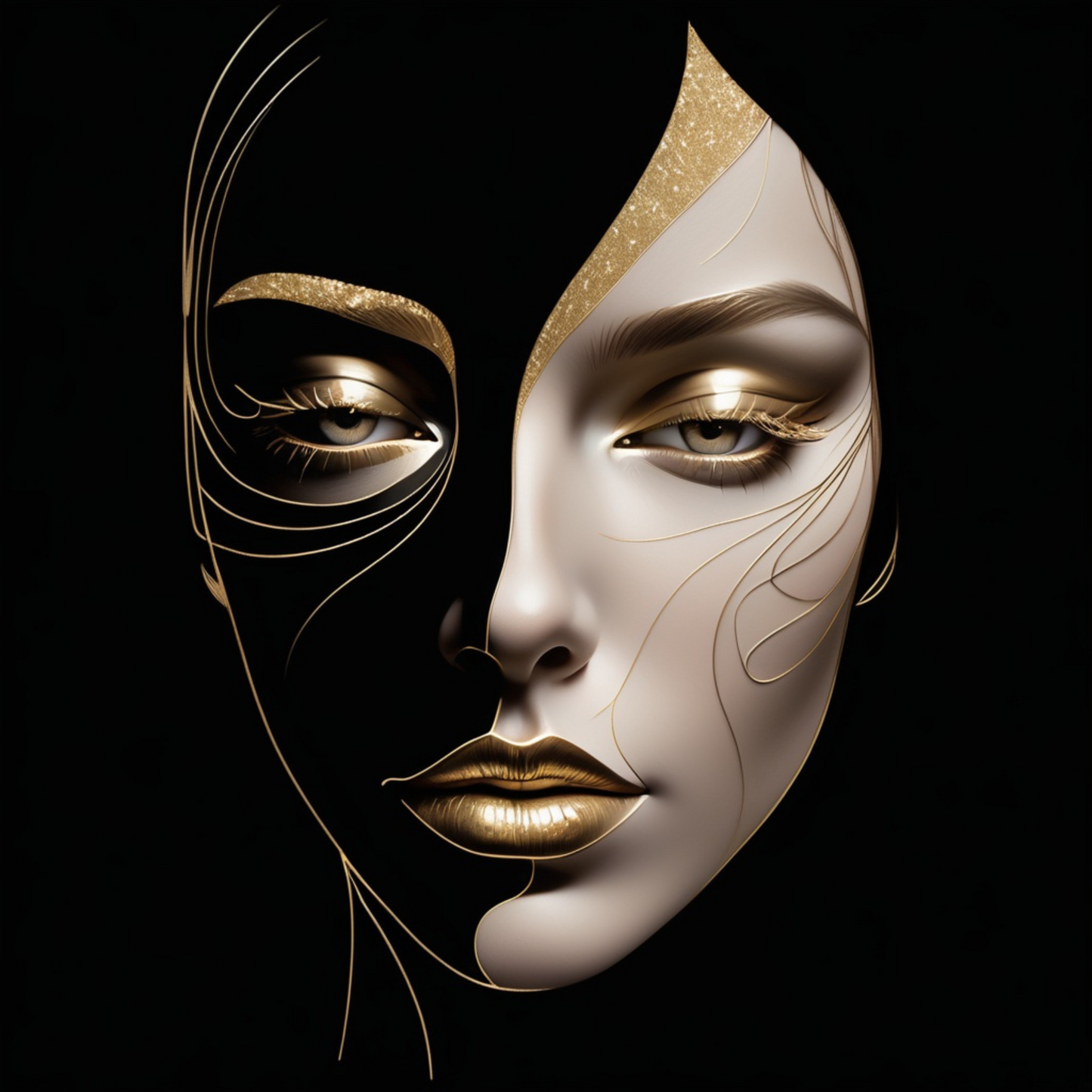 Abstract Black and Gold Woman Portrait Collection -Bundle -LIMITED TIME OFFER