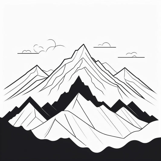 Minimalist mountain line art in black and white, creating a calm, modern aesthetic for any room