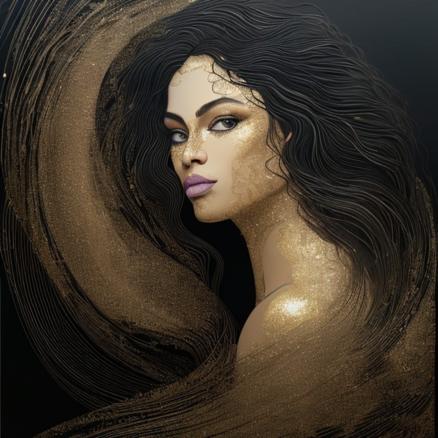 Abstract Black and Gold Woman Portrait Collection -Bundle -LIMITED TIME OFFER