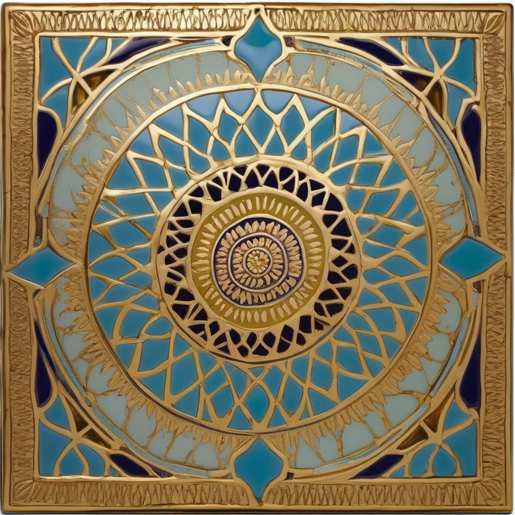 Richly patterned Moroccan-inspired gold tile print