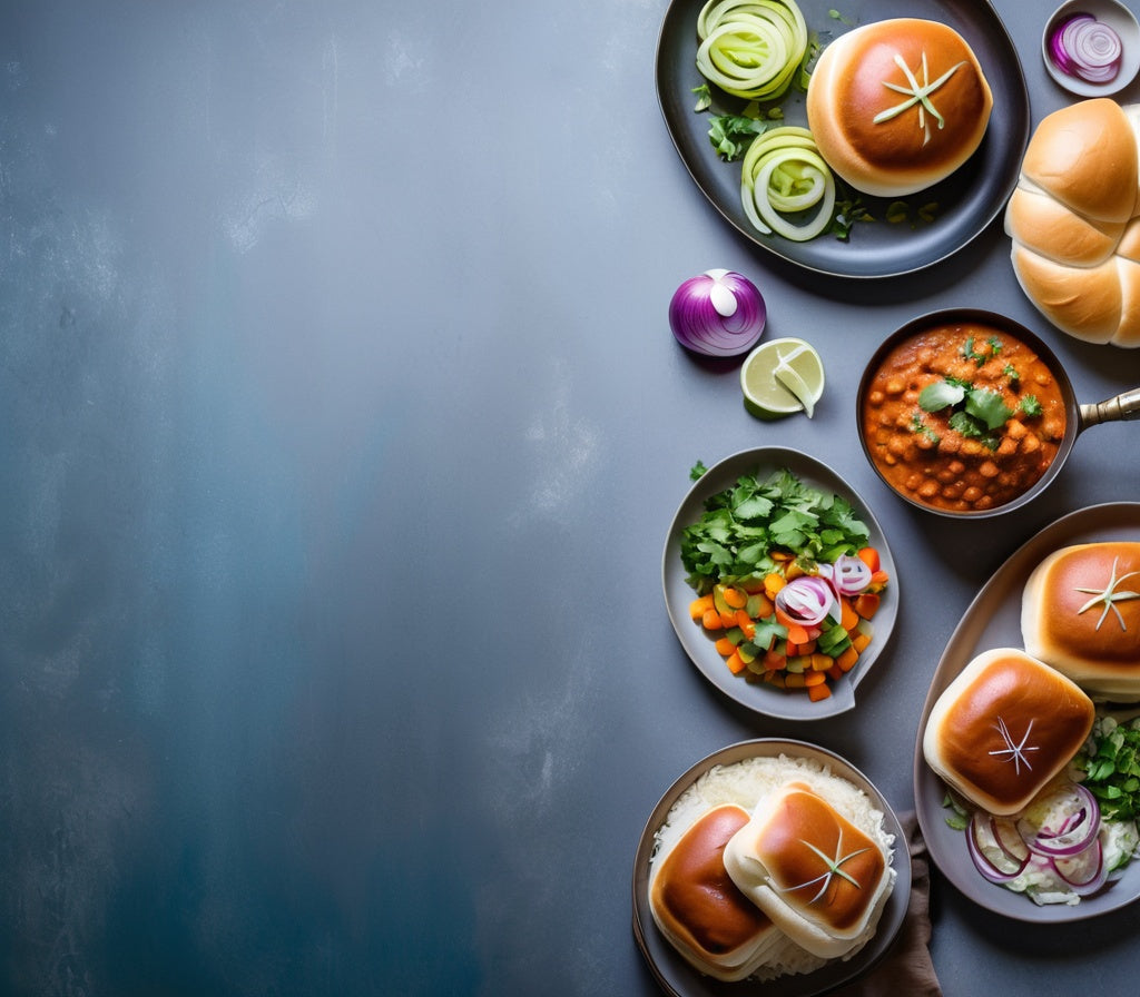 Spicy Pav Bhaji with Buttered Pav Rolls