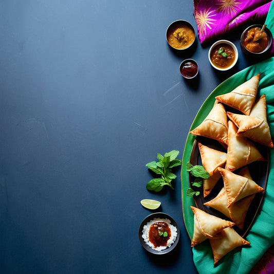 Crispy Samosas with Tamarind Chutney and Fresh Mint