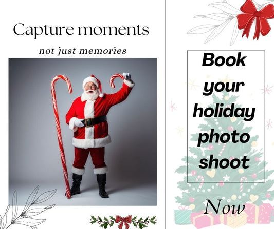 Santa Claus posing in a photography studio with candy cane and designer jacket