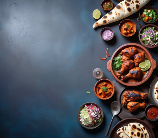 Sizzling Tandoori Chicken with Naan and Vegetable Salad