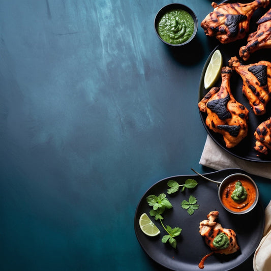 Grilled Tandoori Chicken with Naan and Mint Chutney